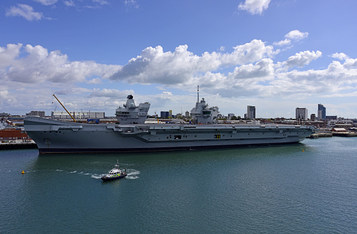 15 sept. 2017. The new British Aircraft carrier Queen Elizabeth in Portsmouth Harbour, UK.