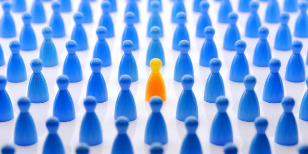 Yellow Pawn Standing Out From The Crowd