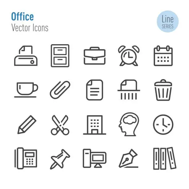 Vector illustration of Office Icons - Vector Line Series