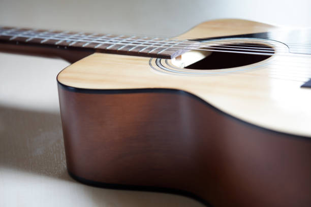 istock close up of acoustic guitar as background. 853979116