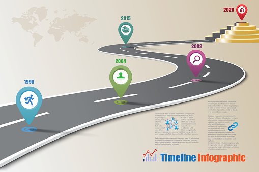 Business road map timeline infographic designed for template milestone path way to podium. Vector illustration