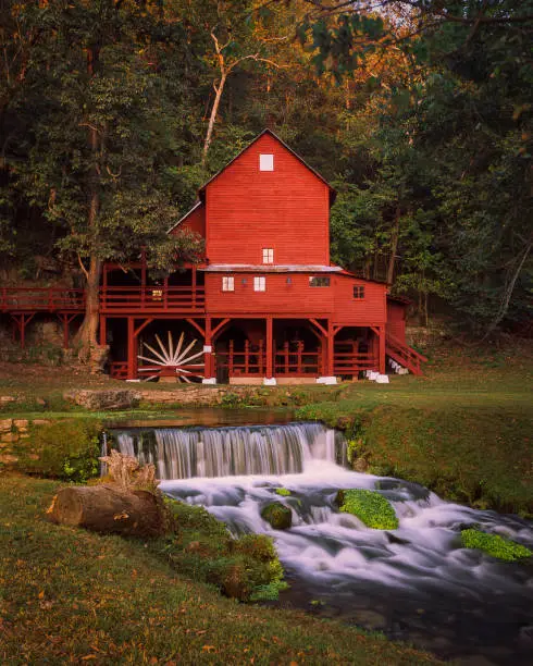 Photo of Red Grist Mill in the Summer.