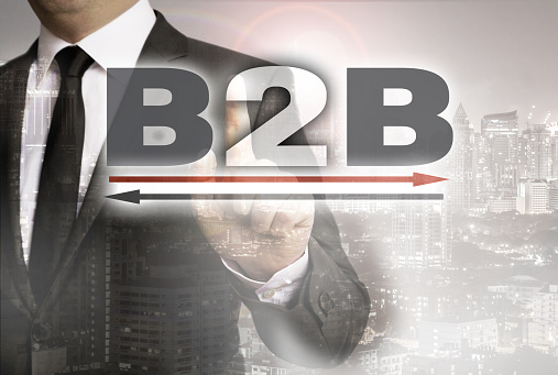 B2B is shown by businessman concept.