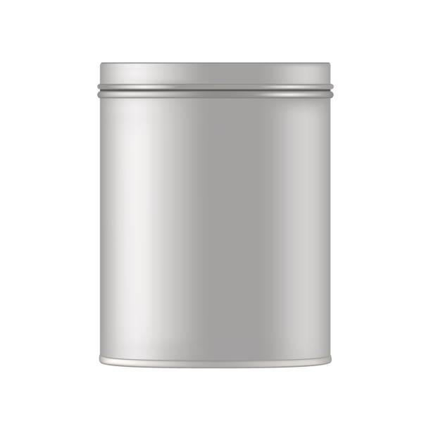 istock Metal cosmetic jar for cream, scrub, gel, powder. Vecto mockup 854007048