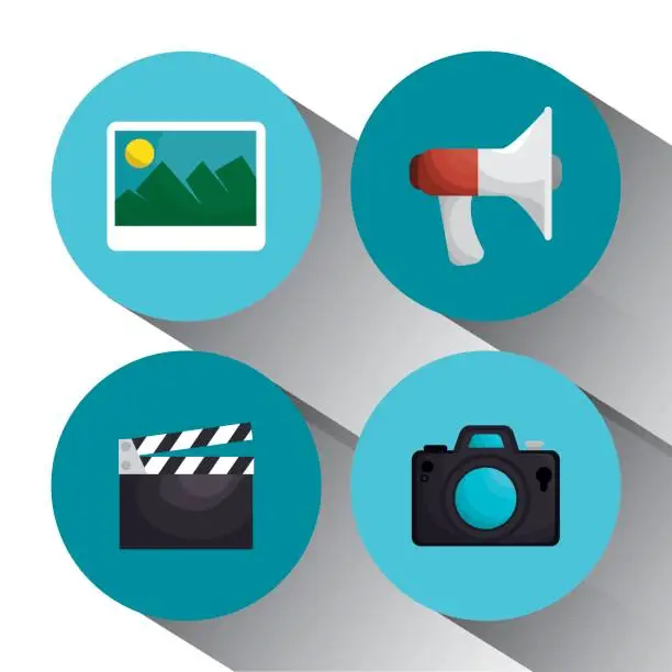 Vector illustration of cinema entertainment elements icons