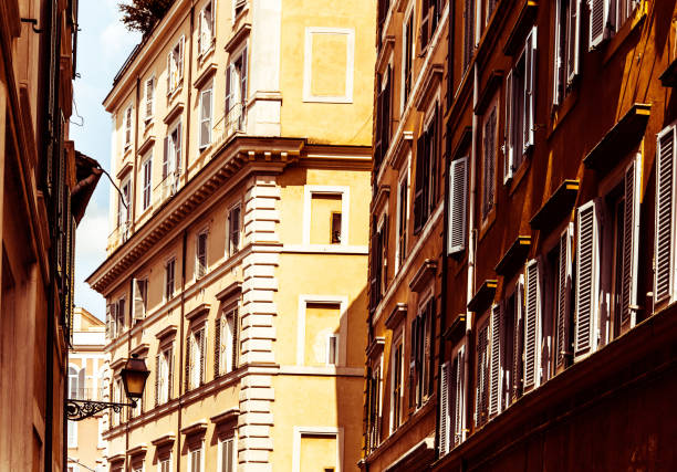 Traditional old buildings Street view in Rome, ITALY