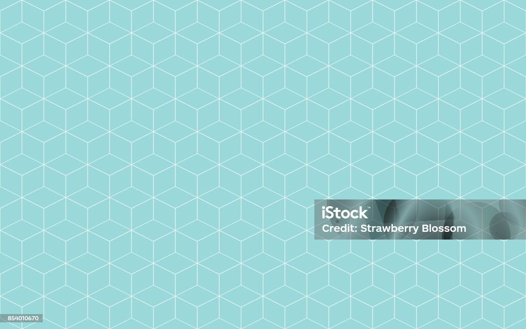 Geometric cube abstract background green aqua and white line vector. Line seamless pattern cube shape. Textured stock vector