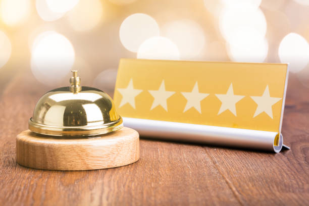 istock Service Bell Near Five Star Shape Card 854012198
