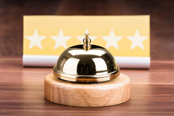istock Service Bell Near Five Star Shape Card 854016912