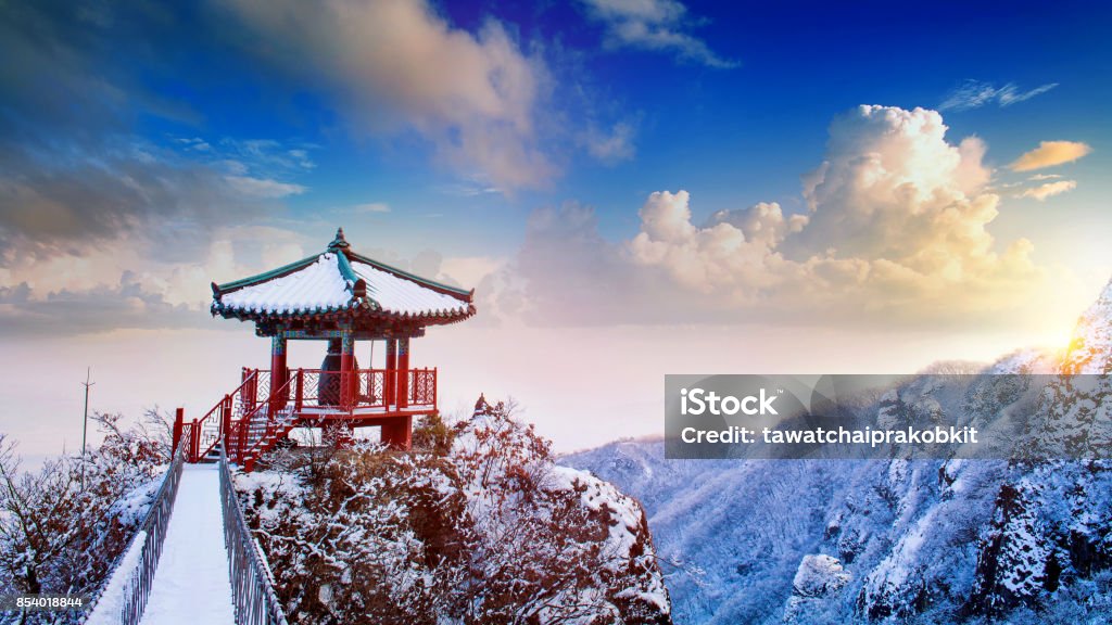 Paysage en hiver, Guemosan en Corée - Photo de Hiver libre de droits