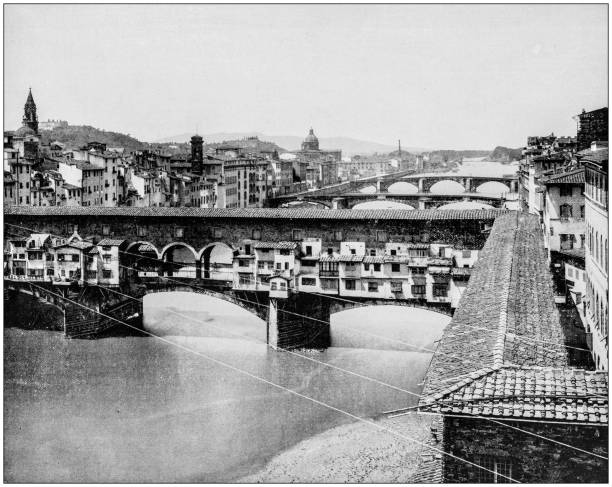 世界の有名なサイトのアンティーク写真: ポンテ ヴェッキオ, フィレンツェ, イタリア - ponte vecchio点のイラスト素材／クリップアート素材／マンガ素材／アイコン素材