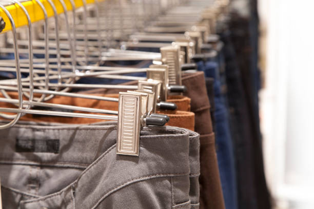 Hanger of pants at Fashion clothing store