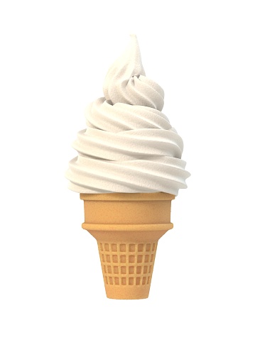 Helado de vainilla helado blando en cono de galleta photo