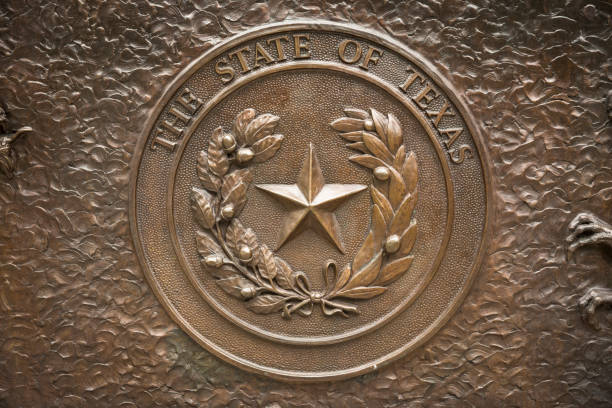 placa del estado de texas - lone star symbol fotografías e imágenes de stock