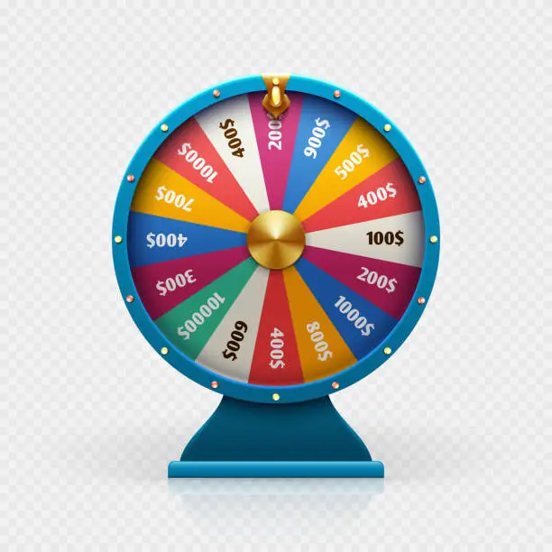 Vector illustration of Roulette 3d fortune wheel isolated vector illustration for gambling background and lottery win concept