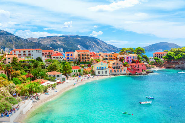 Assos village in Kefalonia, Greece stock photo