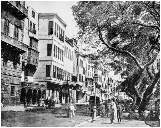 istock Antique photograph of World's famous sites: Ezbekiyeh, Cairo, Egypt 854049270