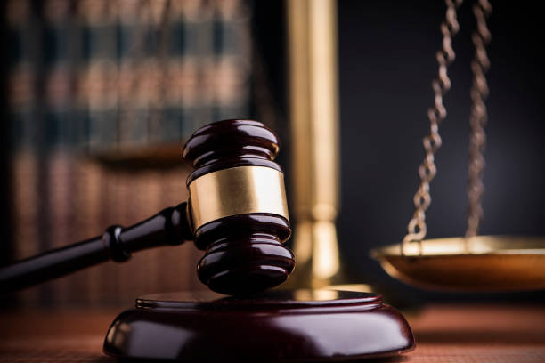 istock Law scales and wooden gavel 854055672