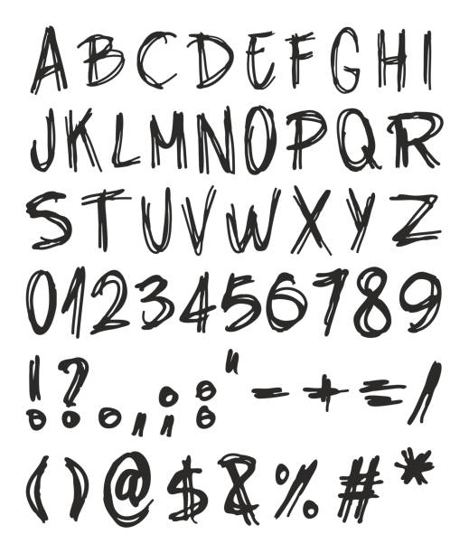 handwritting 歪んだフォント - computer key old fashioned retro revival alphabet点のイラスト素材／クリップアート素材／マンガ素材／アイコン素材