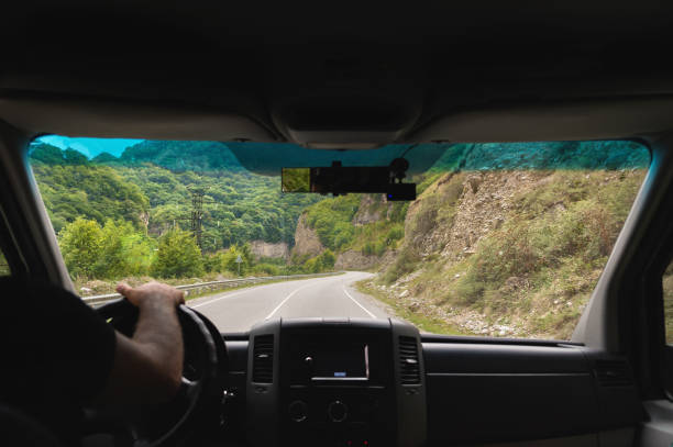 istock View from the shuttle bus to the mountain road 854059862