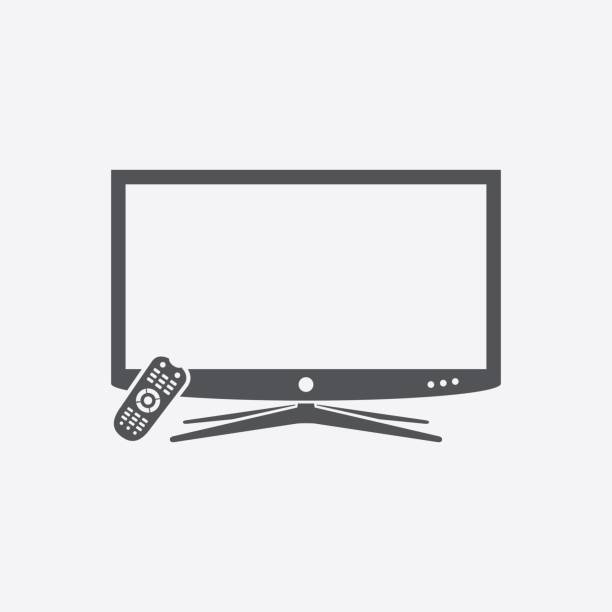 Smart TV with remote control icon Smart TV with remote control icon. Vector illustration. tv icon stock illustrations