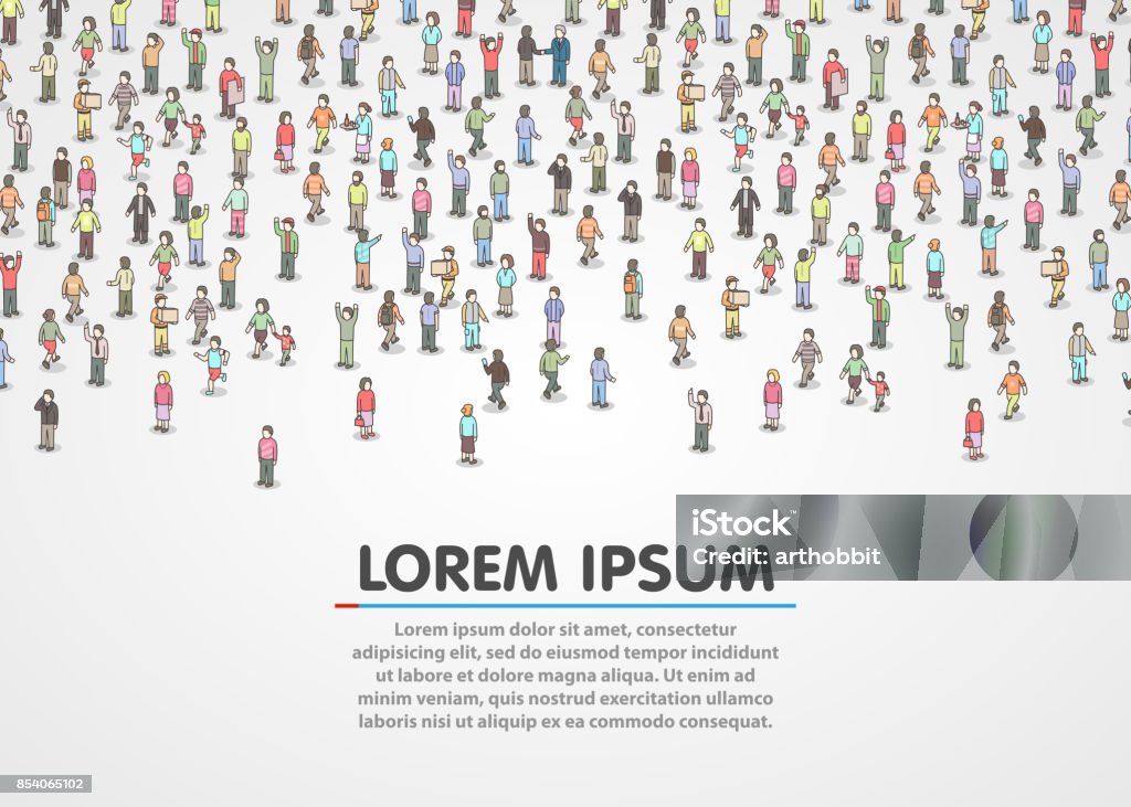 Large group of Isometric people. Large group of Isometric people. Vector background People stock vector