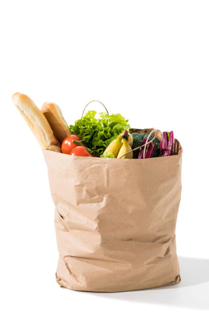 borsa della spesa - paper bag groceries food vegetable foto e immagini stock