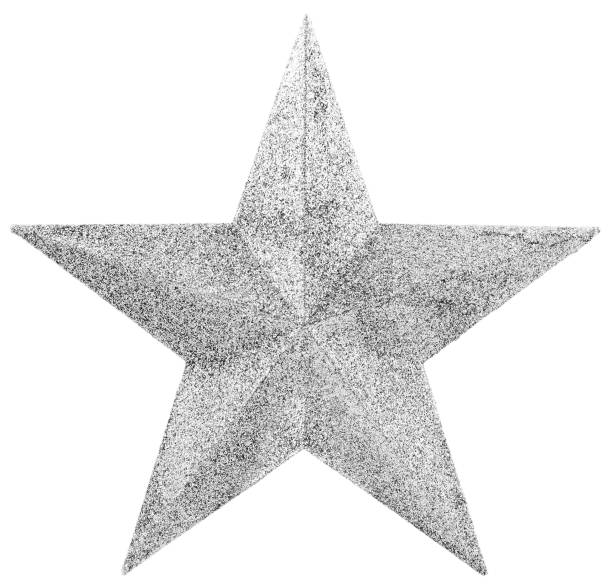 gwiazda odizolowana na białym - glitter silver star shape white zdjęcia i obrazy z banku zdjęć