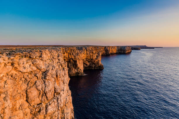 Sea sunset in Minorca Spain View from Punta Nati Balearic Islands