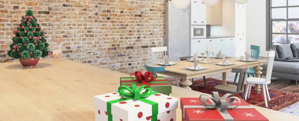 istock Christmas themed apartment interior 854089808