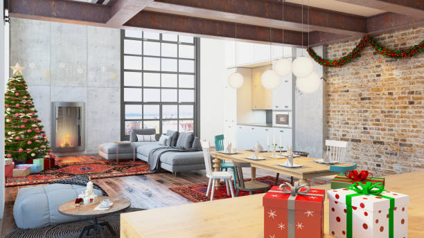 istock Christmas themed apartment interior 854090012