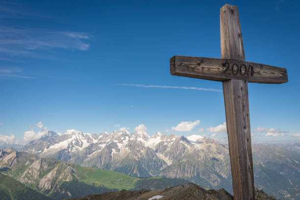 istock Summit cross Swiss alps. 854093834