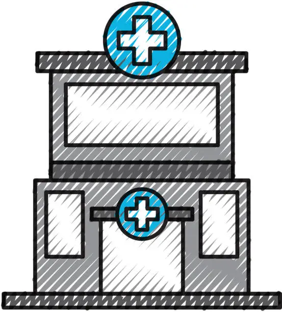 Vector illustration of hospital building medical center front view icon
