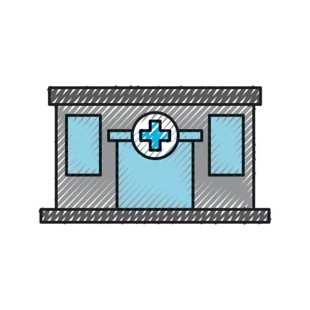 Vector illustration of hospital building medical center front view icon