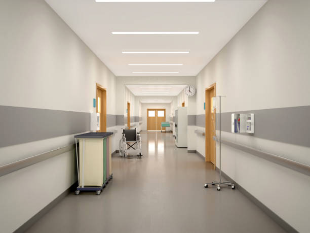 istock Deep hospital corridor, architecture and health 854098878