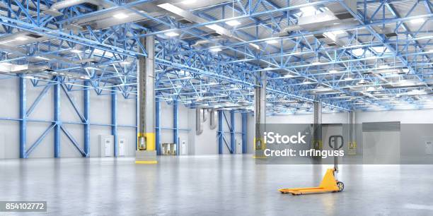 Empty Warehouse Stock Photo - Download Image Now - Warehouse, Empty, Factory