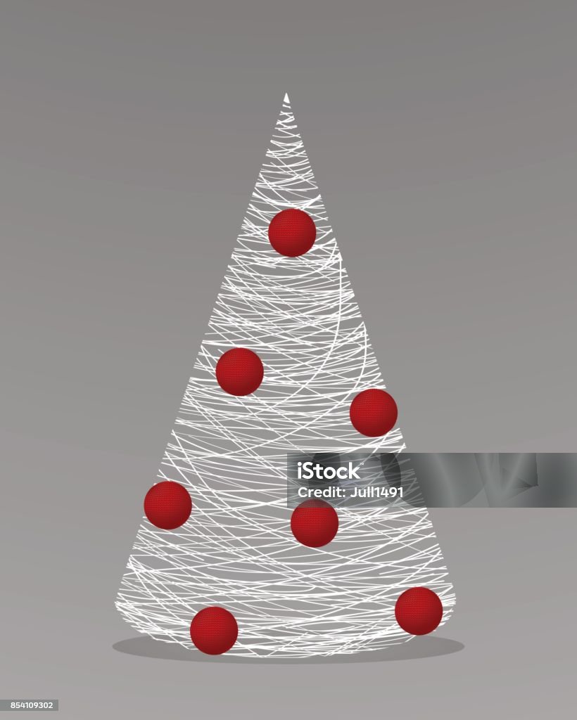 Vetores de Árvore De Natal Feita De Lã Branca Com Bolas Vermelhas e mais  imagens de A Data - iStock