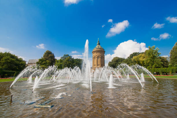 istock Fountains At Friedrichsplatz With Mannheim Water Tower 854115164