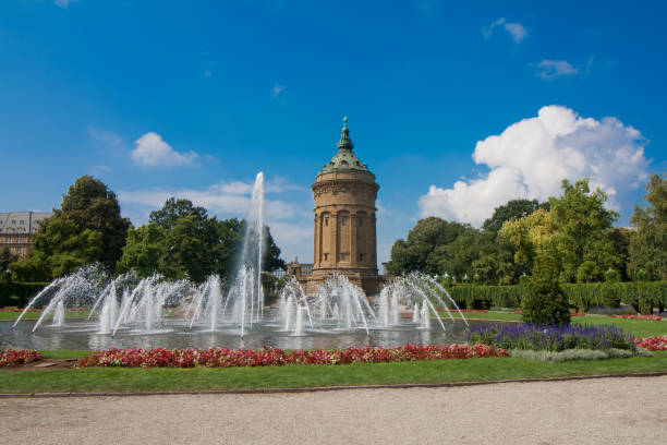 istock Fountains At Friedrichsplatz With Mannheim Water Tower 854115432