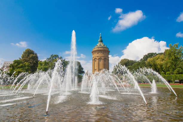 istock Fountains At Friedrichsplatz With Mannheim Water Tower 854115730