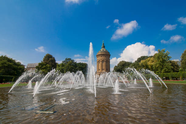 istock Fountains At Friedrichsplatz With Mannheim Water Tower 854115734