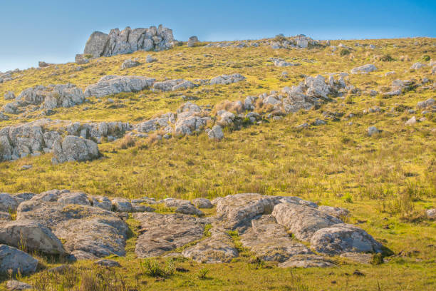 paesaggio di campagna rocciosa, maldonado, uruguay - cerro catedral foto e immagini stock