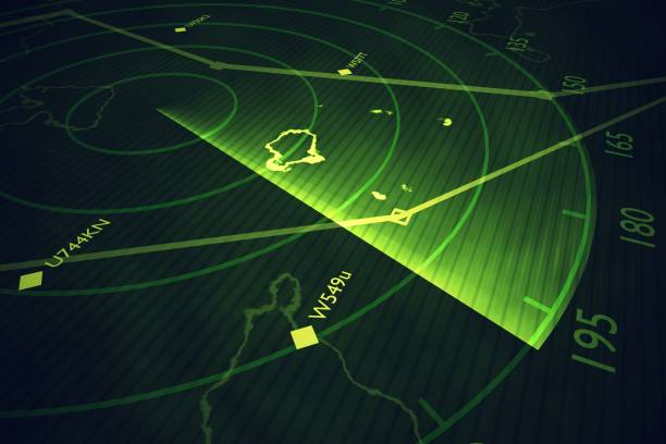 istock Military radar screen is scanning air traffic. 3D rendered illustration. 854121556
