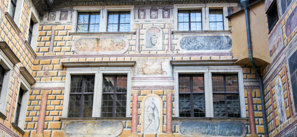 Detail wall painting at the famous Castle of Cesky Krumlov, South Bohemia, Czech Republic.