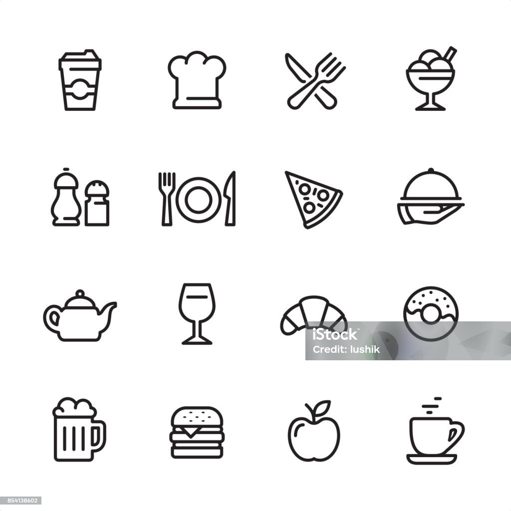 Restaurant - outline icon set 16 line black and white icons / Set #25 Icon Symbol stock vector