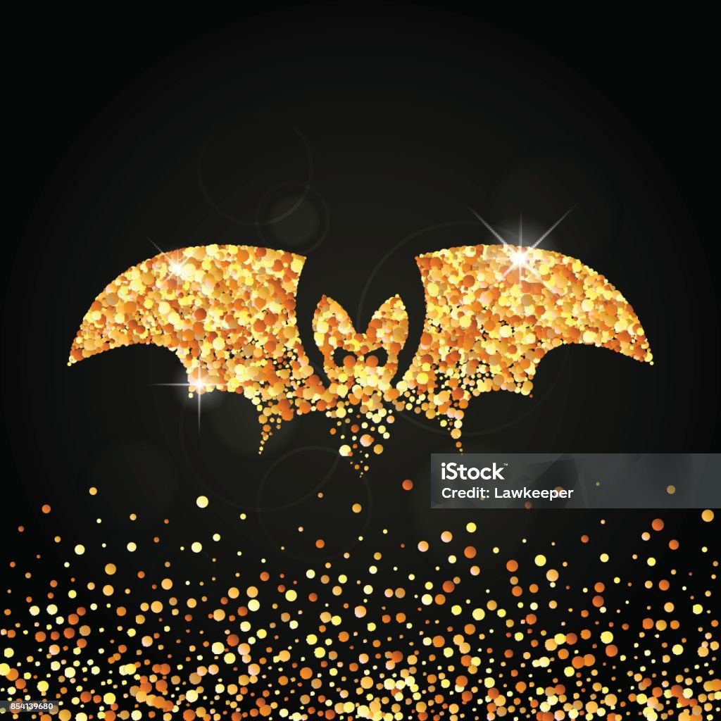 Golden Bat Silhouette Made Of Round Confetti Stock Illustration - Download  Image Now - Abstract, Bat - Animal, Black Color - iStock