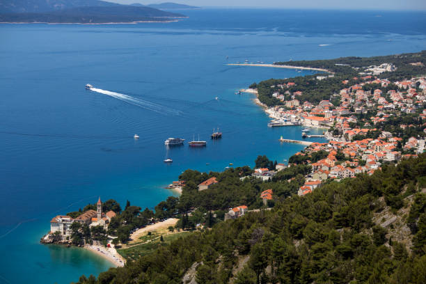 istock Boats in channel between Brac and Hvar island 854139782
