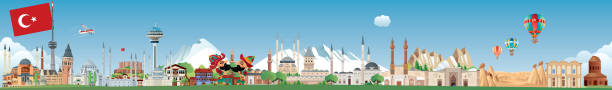 bildbanksillustrationer, clip art samt tecknat material och ikoner med turkiet skyline - illustrationer med björn