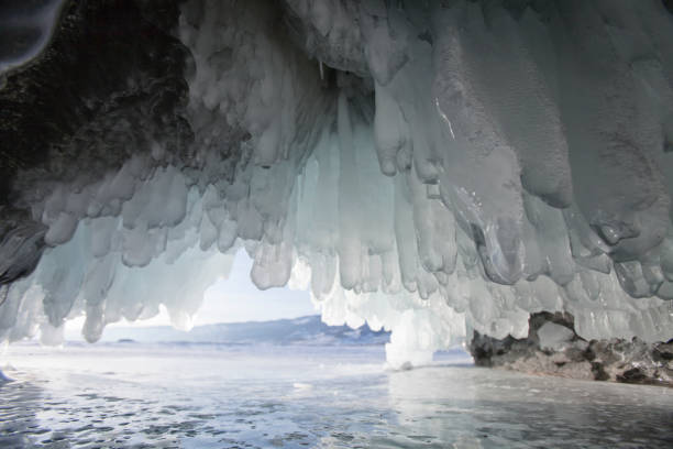 istock ice cave, Lake Baikal, Oltrek island. Winter 854144470