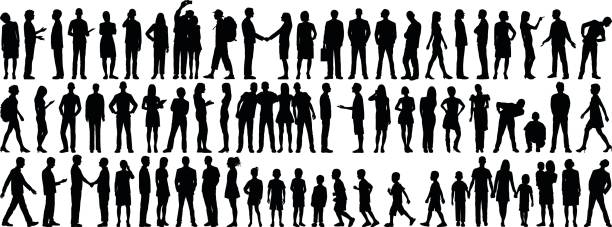 illustrations, cliparts, dessins animés et icônes de des silhouettes très détaillée personnes  - silhouette men people standing